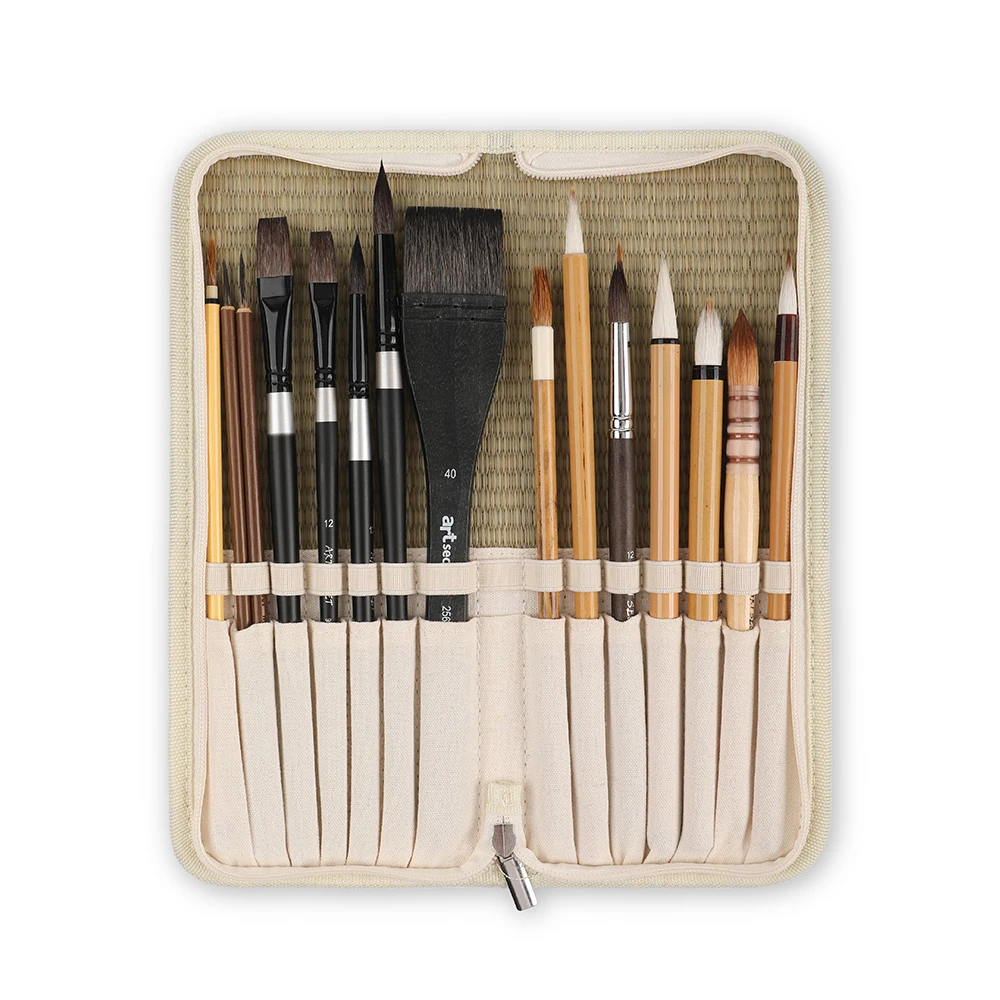 Artsecret 25.5*27.5 centimetri Sacchetto di Paglia per Pianting Pennelli Artista Disegna Penna Acquerello Wrap Olio Pennello Custodie Supporto Senza Pennelli