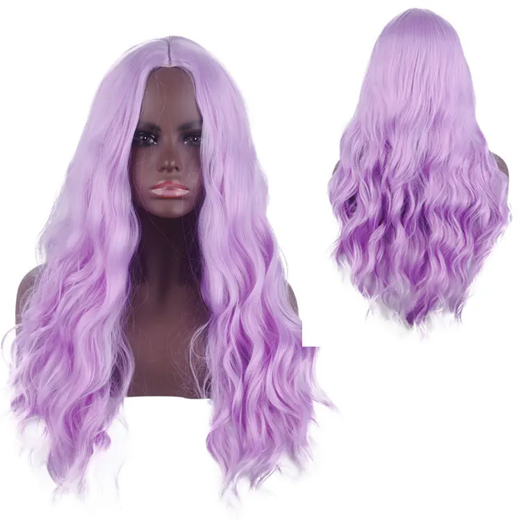 Cosplay Synthetic Wig Middle Part Crimped Volumizing Multi-Color Small Curly Hair Wigs for Party Daily Use Heat Resistant