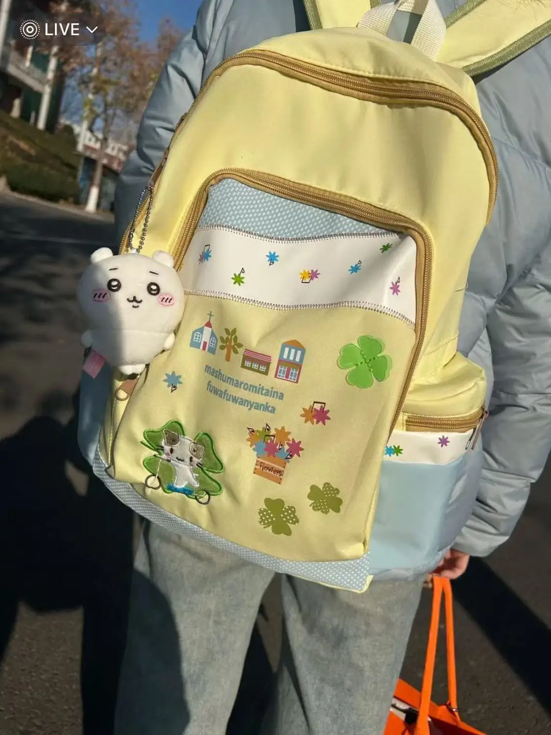 Cute  Cotton Candy Large Capaci Bapa for High School College Students Class Versatile Bapa Japanese Sle Bag