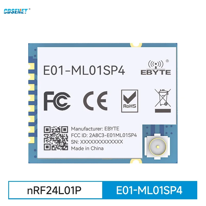 Arduino용 무선 RF 모듈 전력 증폭기, E01-ML01SP4 SPI SMD 2.4 GHz 라디오 RF 송신기 리시버, 2.4 GHz nRF24L01 PA LNA