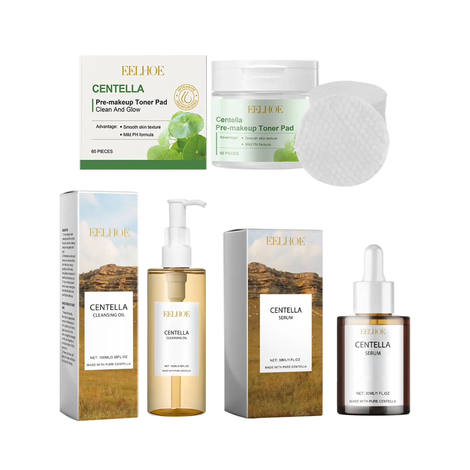 Centella Kit Facial Moisturizing Shrink Pores Acne Remove Dry Skin Brightening Oil Control Hyaluronic Acid Centella Skincare Set