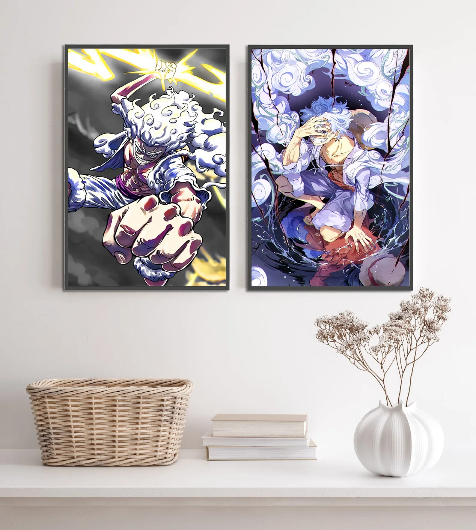 Luffy gear 5 cartaz autoadesivo de uma peça wallpapr desenho animado decoração de casa pintura zoro anime arte de parede clássico sangue quente