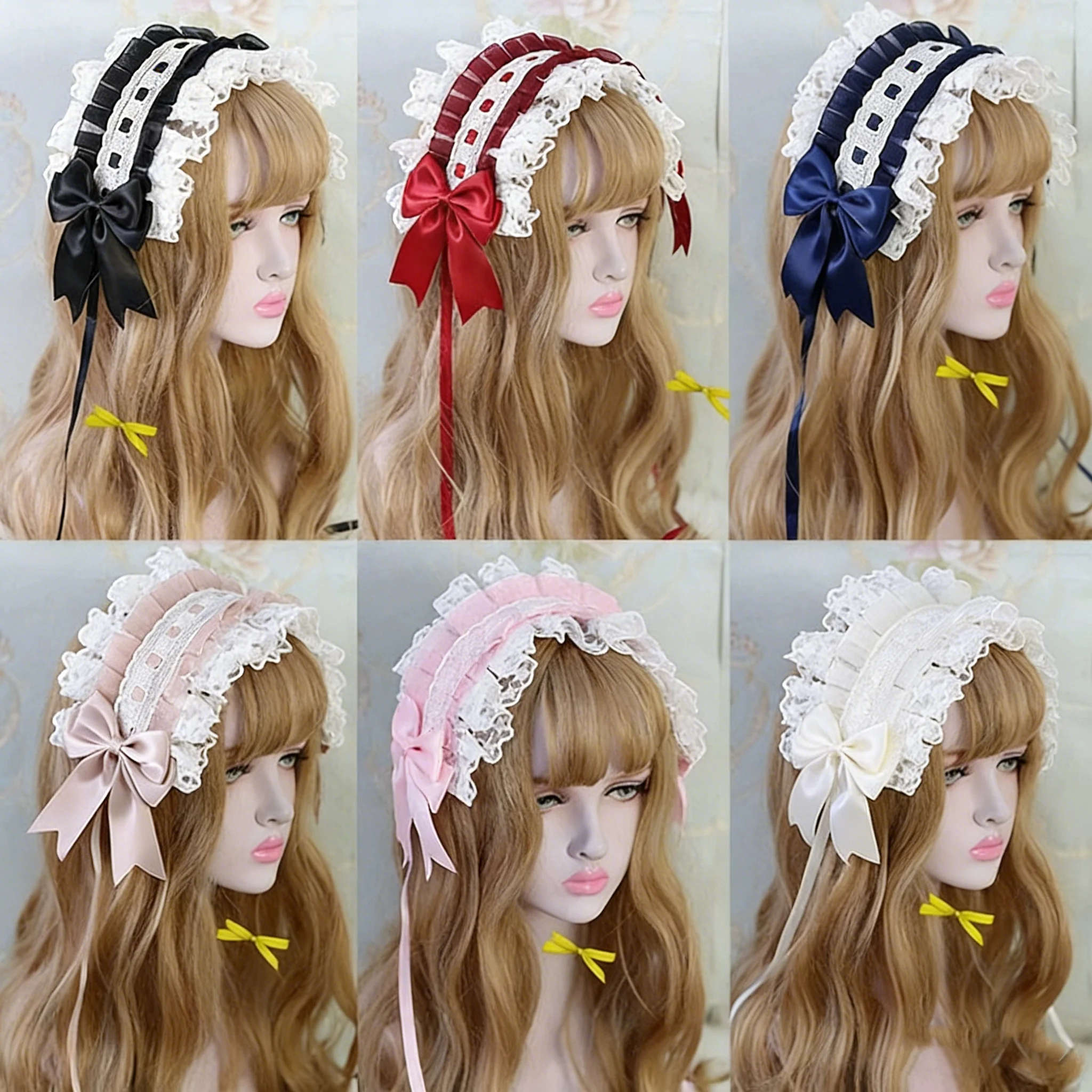 

Оригинальный дизайн: кружевная повязка на голову в стиле Лолита, милый и нежный ангельский бант, аксессуар для юбки, японский головной убор ручной работы