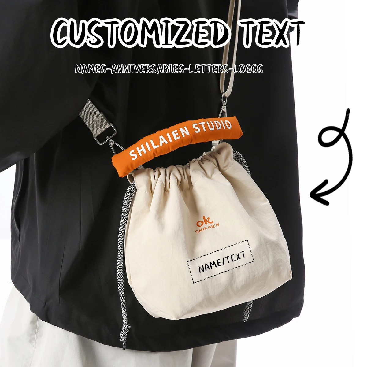 

Custom Logo Outdoor Sports Drawstring Pouch Phone Bag Lightweight Commuter Crossbody Bag Versatile Shoulder Bag Personalized DIY