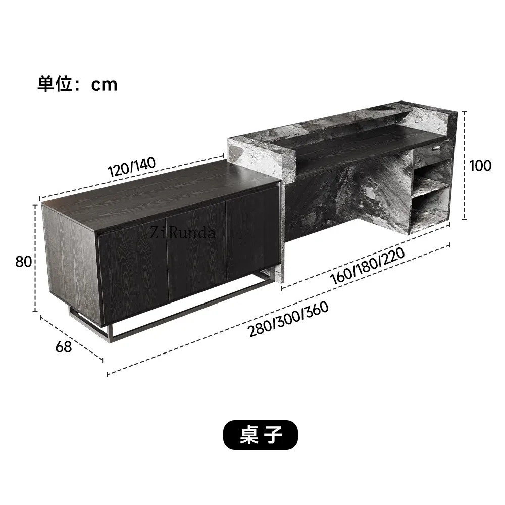 Modern solid wood front desk Reception desk Business office area High-end meeting table High-end bar