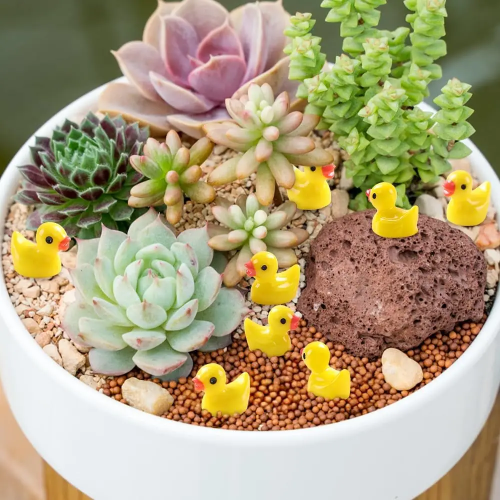 100/200Pcs Resin Mini Duck Miniature Figurines Ornaments Decor Yellow Animal Garden Crafts Tiny Duck Landscape Plants Fairy image 2