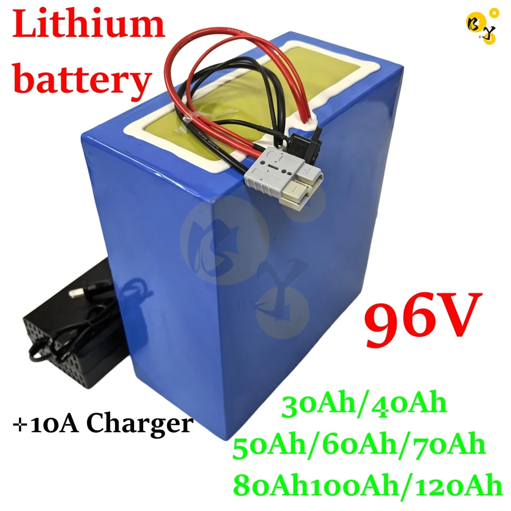 96v 60ah 80Ah 100Ah 30Ah 40Ah lithium ion battery li ion 26S BMS for 5000w motor robot scooter motorcycle AGV + 10A Charger.