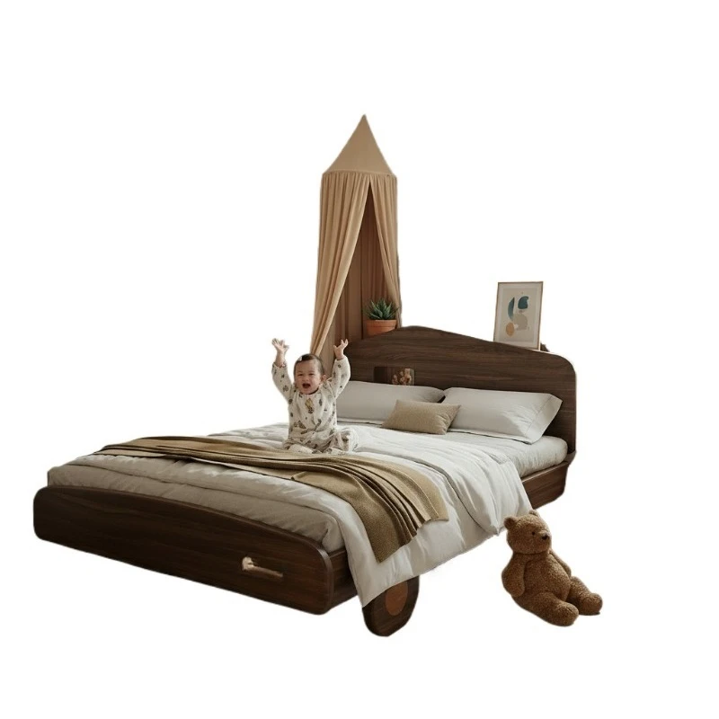 

Children's bed boy, medieval log teen cartoon solid wood bed bedroom single bed