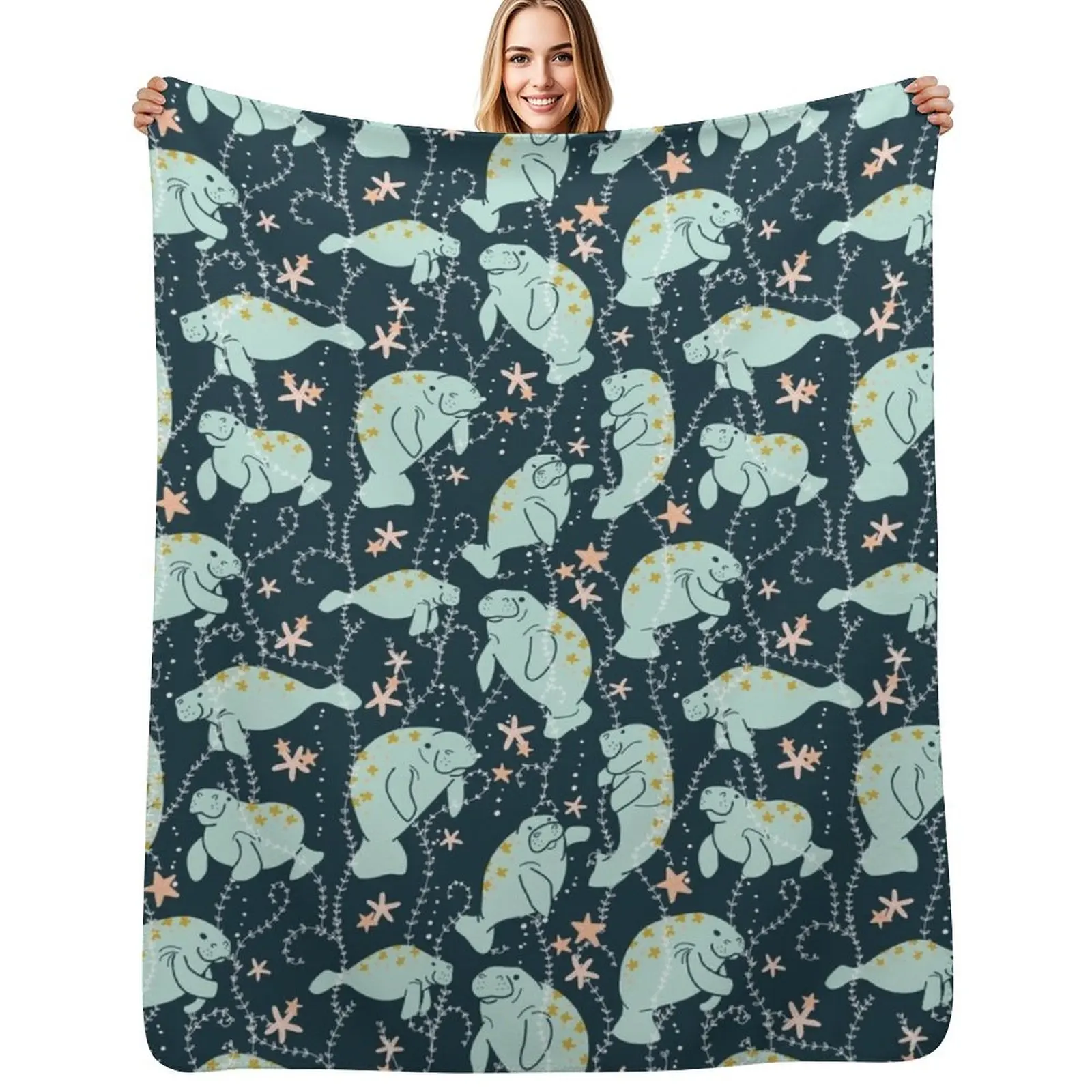Oh the Hue-Manatee: Teal Throw Blanket Warm Throw Blanket Gift for Anniversary