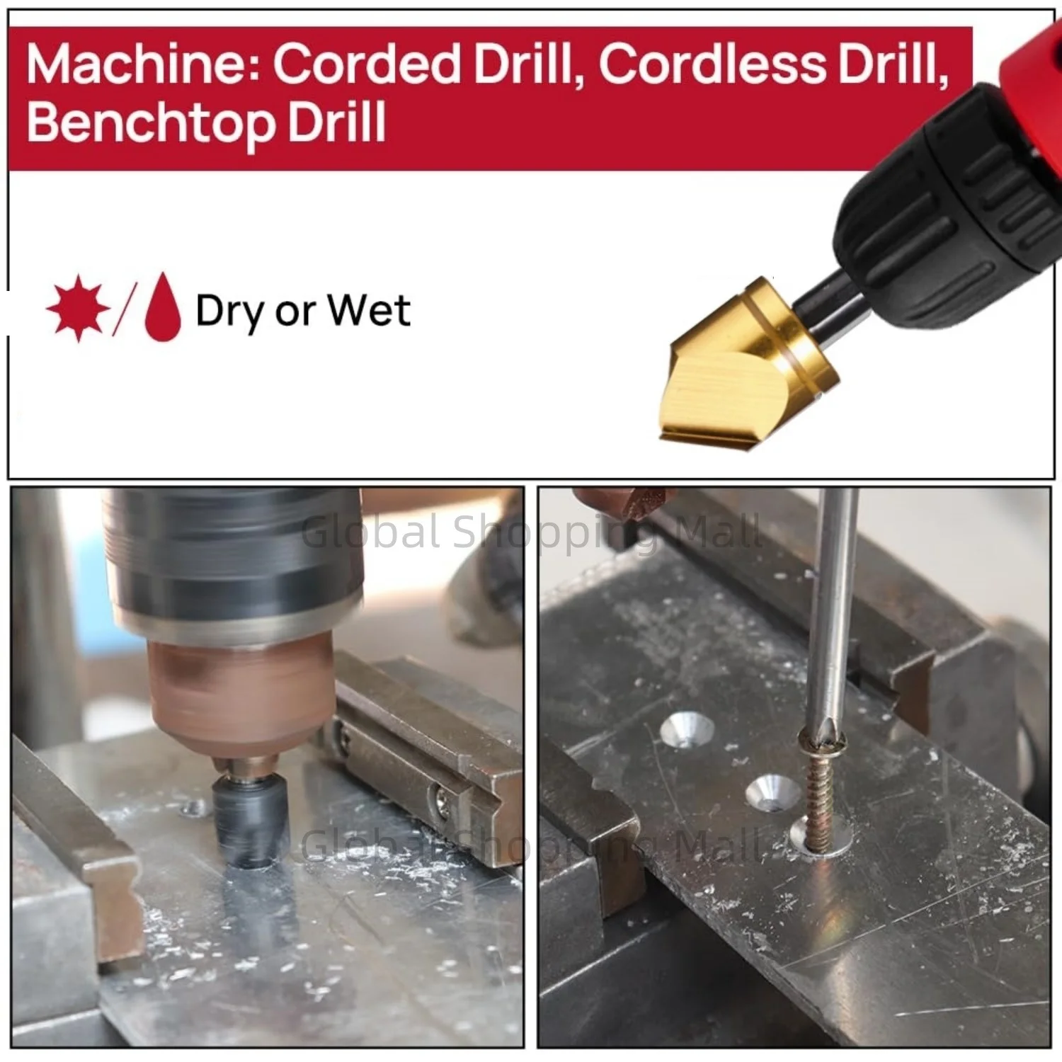 HSS M2 Countersink Drill Bit Set 16.5mm 25mm Quick Change Hex Shank For Steel Wood Plastic Deburring Chamfering Hand Tools