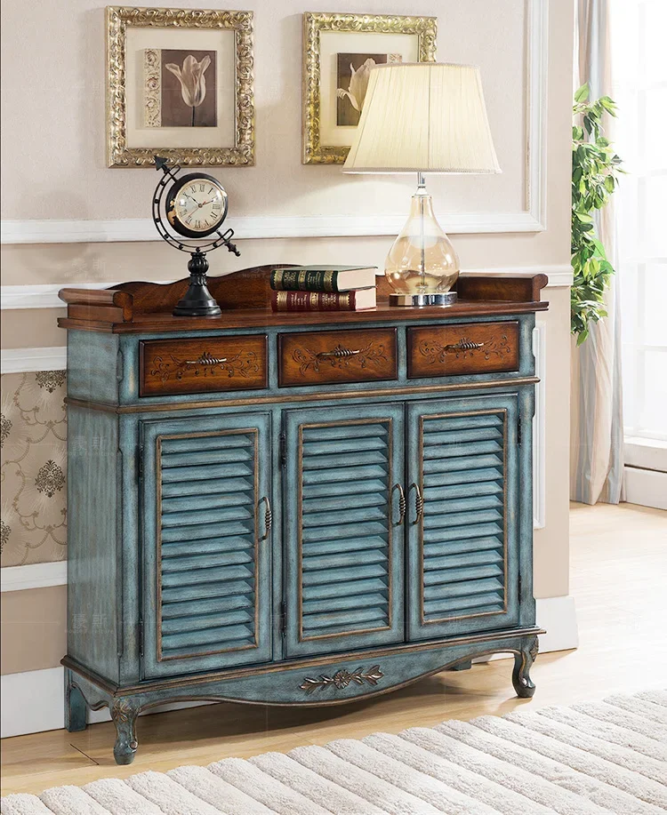 American Locker 1.2 M 1 M Lobby Entrance Cabinet Large Capacity Three-Door Shoe Cabinet Mediterranean Sideboard Cabinet