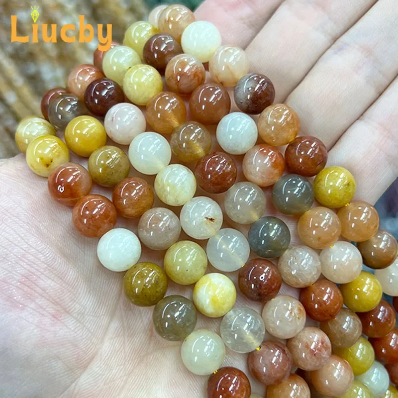 Naturstein, rote Gold-Jade-Chalcedon-Perlen für die Schmuckherstellung, DIY, Damen-Ohrringe, Accessoires, Ringe, 15" Strang, 4/6/8/10/12 mm – Detail 4