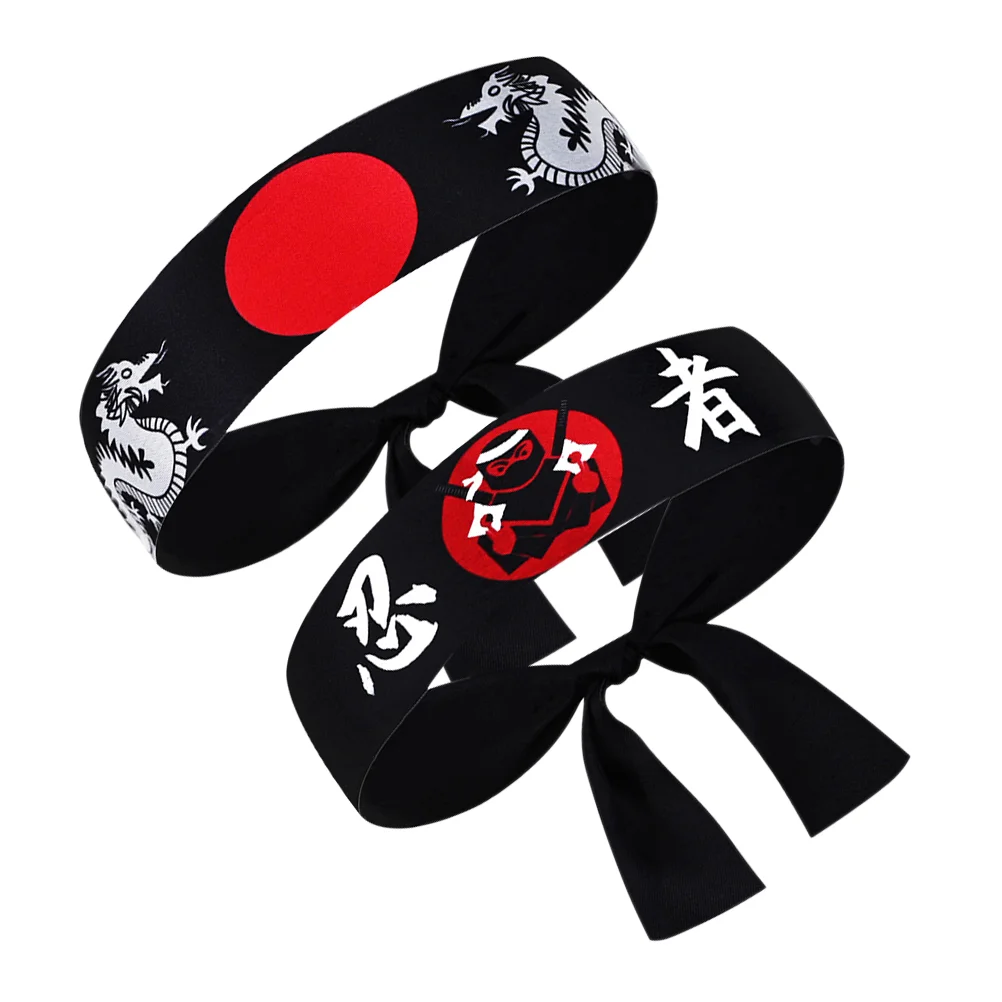 

2 Pcs Ninja Cooker Japanese Headscarf Sushi Chef Headband Costume Tie Cooking Student