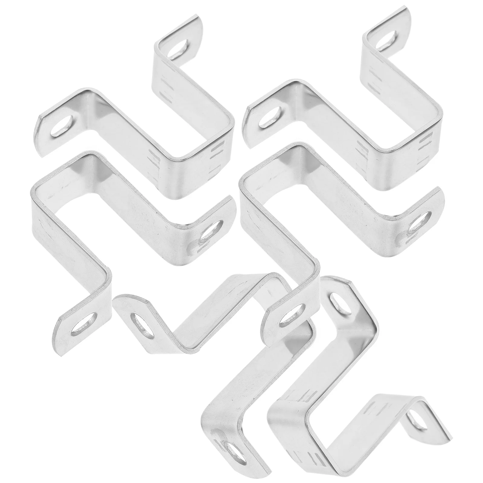 6 Pcs Tube Clamp Stainless Steel Pipe Fence Clamps for Woodworking Silver Square