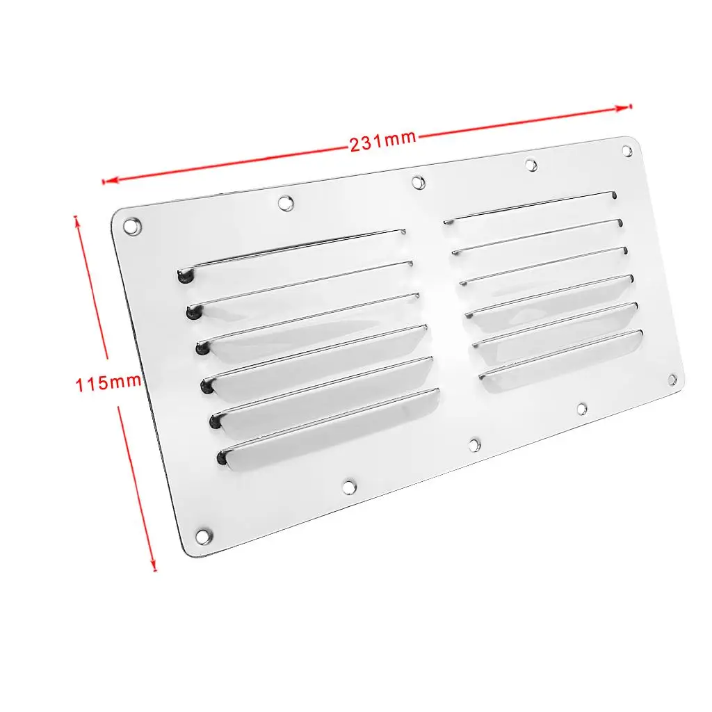 115mm/4.5inch Rectangular Louvered Grill Ventilation Grille for Marine Boat Replacement, 316 Stainless Steel