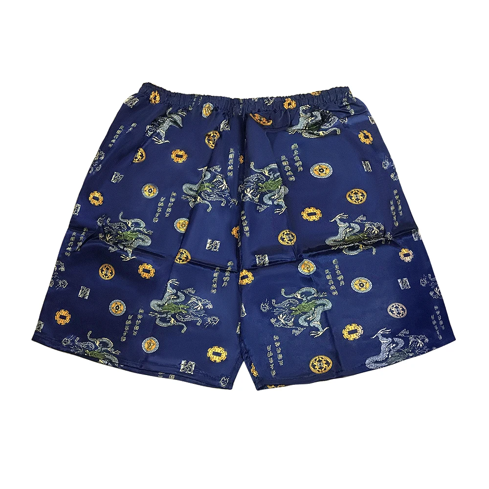 Pijama cetim de seda masculino, fundo de dormir casual, cueca curta, design estampado, calcinha masculina, shorts de cueca soltos