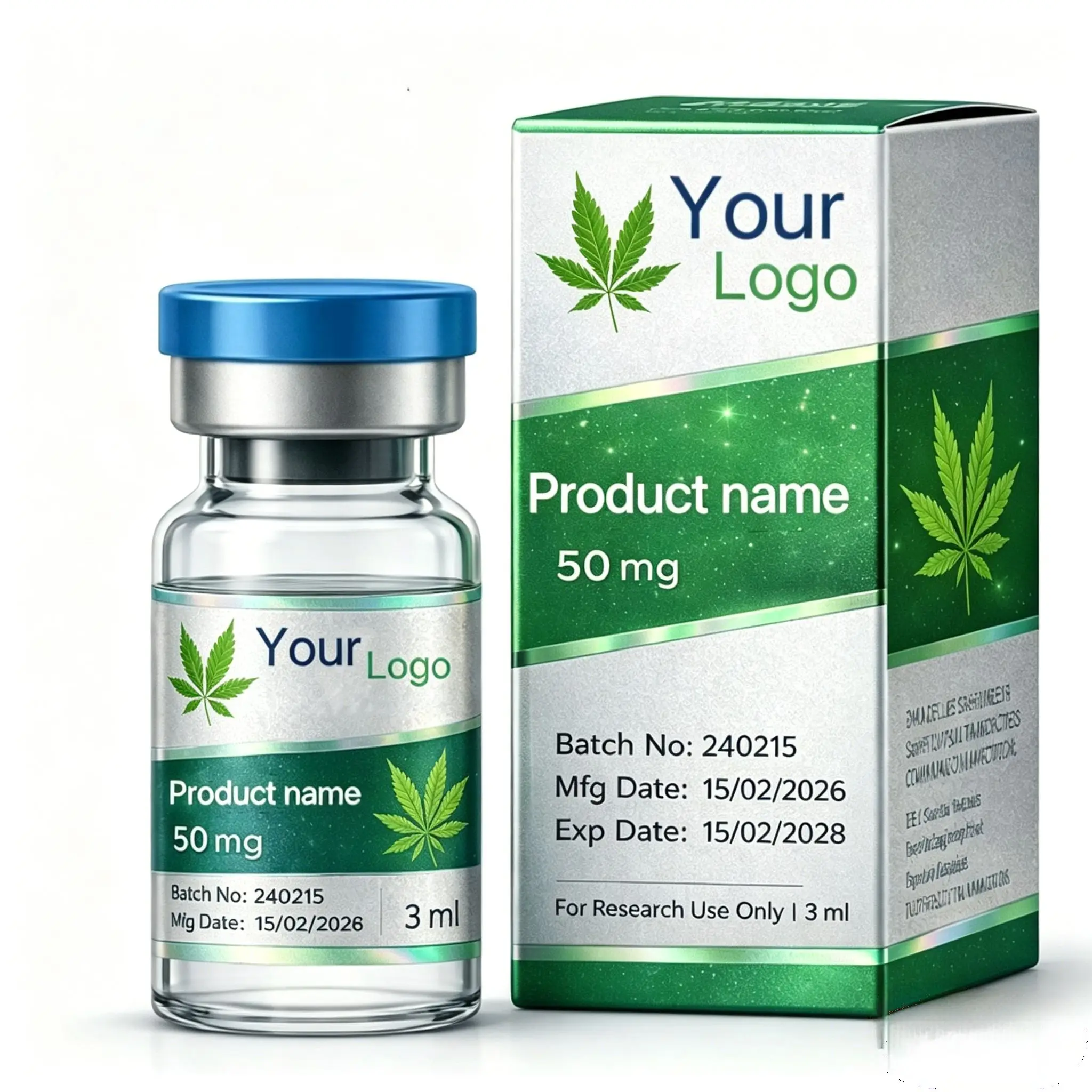 Non-toxic Self-adhesive Vinyl Labels,Custom Boxes and Commercial Tags for 3ml 5ml 10ml Peptide Care Products