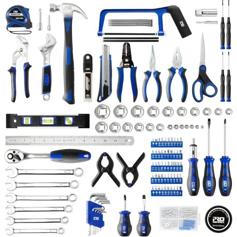 Prostormer 259-Piece Tool Kit, General Household Hand Tool Set with Plastic Storage Toolbox, Portable Complete Repair Tool Box f