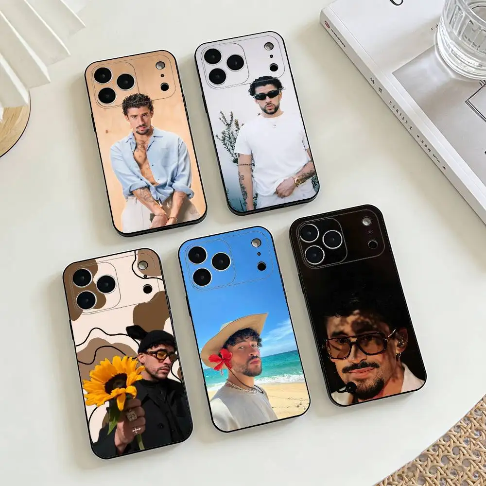 B-Bad B-Bunny Rap Star Phone Case For iPhone 17, 16,15,14,13,12,11 X XR Plus,Others Soft Black Cover