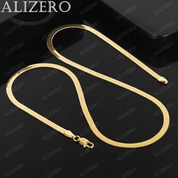 ALIZERO 18K Gold 4mm Flat Chain Necklaces 18/20/22/24 Inches Women Men Fashion Hip Hop Blade Chain Fine Jewelry Wholesale