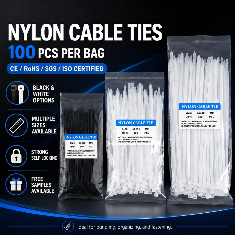 100pcs 3*100*4*200*8*350 Self-locking Plastic Cable Ties Nylon Zip Ties