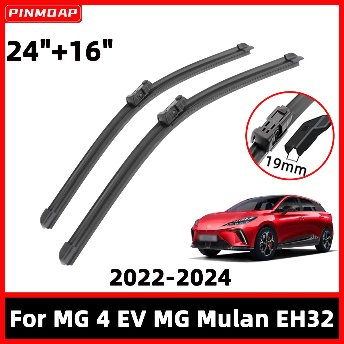 PINMOAP Auto-Scheibenwischer Geeignet für MG 4 EV MG Mulan EH32 2022-2024 24"+16" Hochwertige Geräuscharme Scheibenwischer Auto-Zubehör