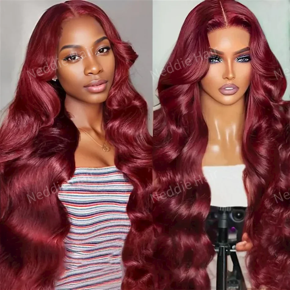 

13x4 Burgundy human frontal lace wig 13x6 Hd Body Wave For Women 30 40 Inch Brazilian Remy Choice Wavy Cheap Wig