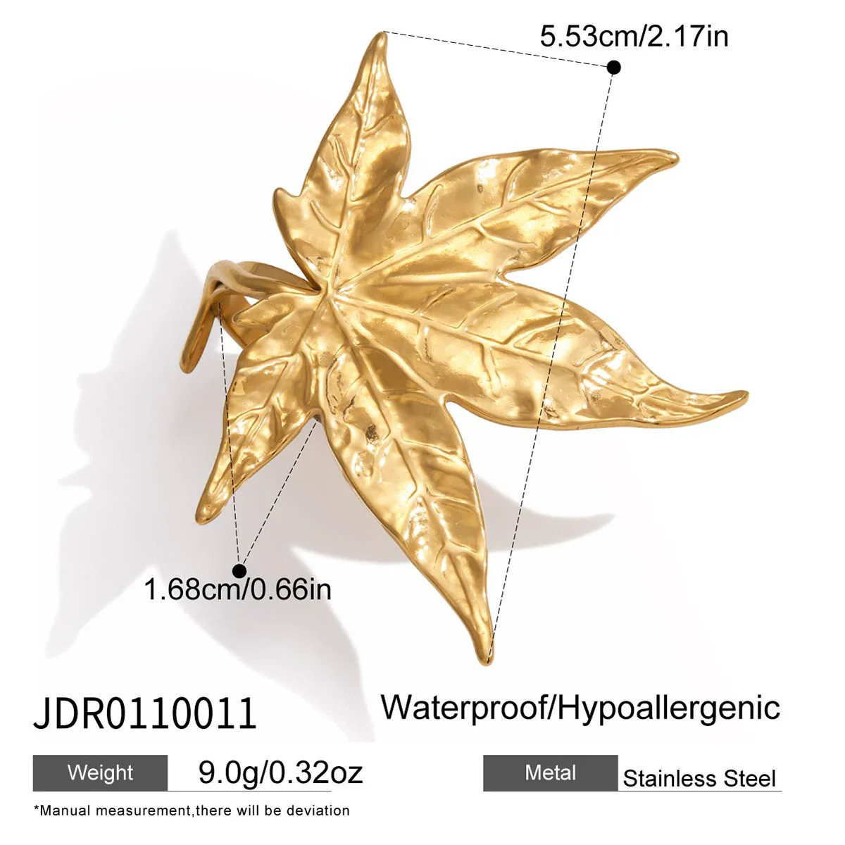 Personality Maple Leaf Ring Exaggerated Stainless Steel Women Light Luxury Fashion Rings Jewelry Gifts