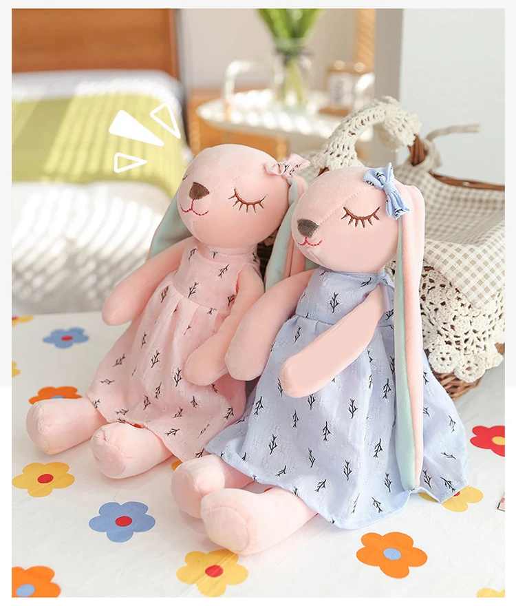 35 cm große Oster-Babyhasenfigur, rosa und blau, An'an Rabbit, beruhigende Geschenkpuppe für Kinder, Plüschtier mit superweichem Fell. – Detail 2