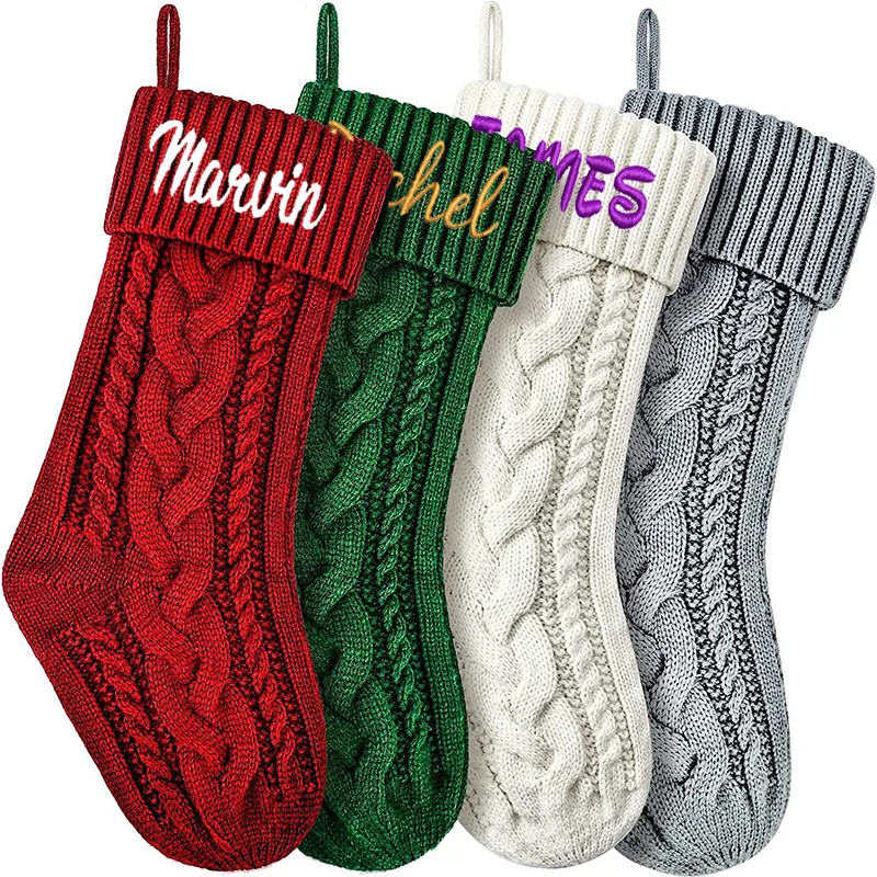 

Personalized Christmas Socks, Candies, Knitted Diamond Yarn Gift Bags, Scene Layout, Hanging Decorations, Large Socks