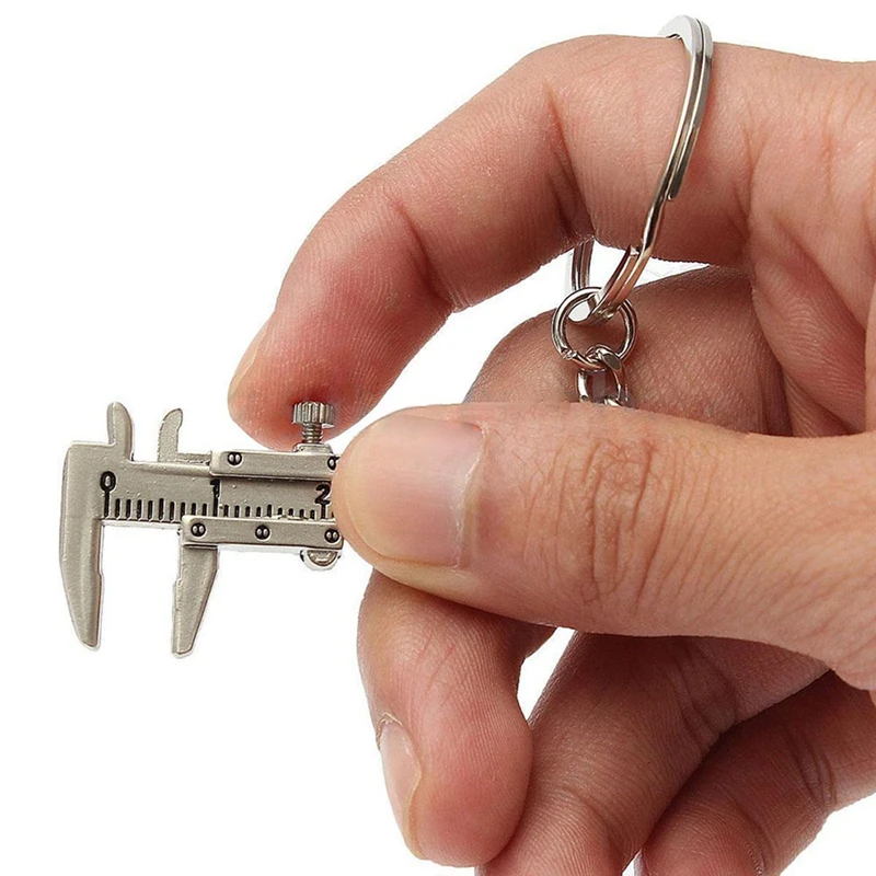 4X Useful Mini Vernier Caliper Tool Pendant Slider Slides Keyring Key Chain 10CM
