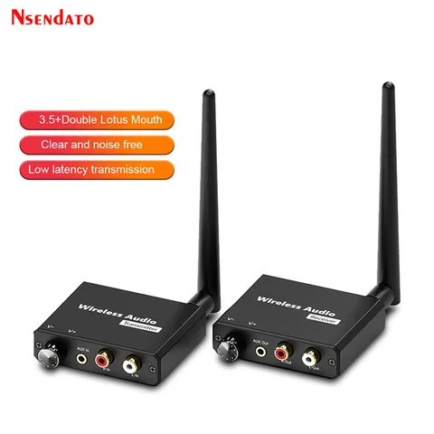 Adaptador de música wi-fi digital sem fio 2.4g, kit transmissor e receptor de áudio sem fio de 50m com 3.5mm r/l aux para tv box dvd pc