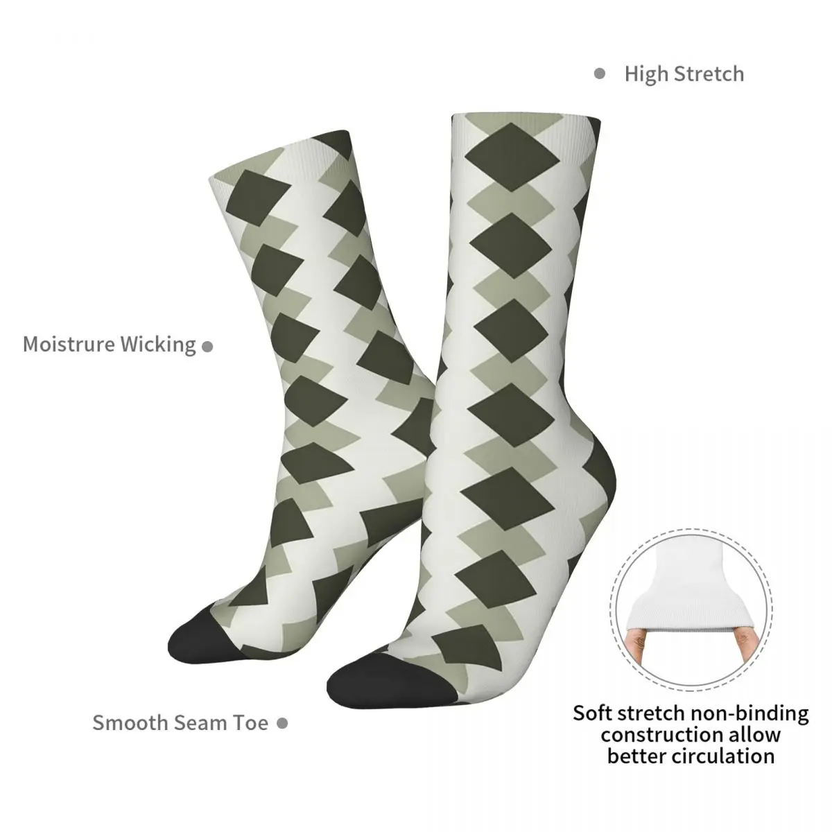 Checked Harlequin Socks Harajuku Sweat Absorbing Stockings All Season Long Socks Accessories for Unisex Christmas Gifts