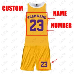 LCFA Brand Custom Academy Basketball Jersey Black Yellow Color Number Name Sport Mens Vest College Jersey Team Game Shorts Suit