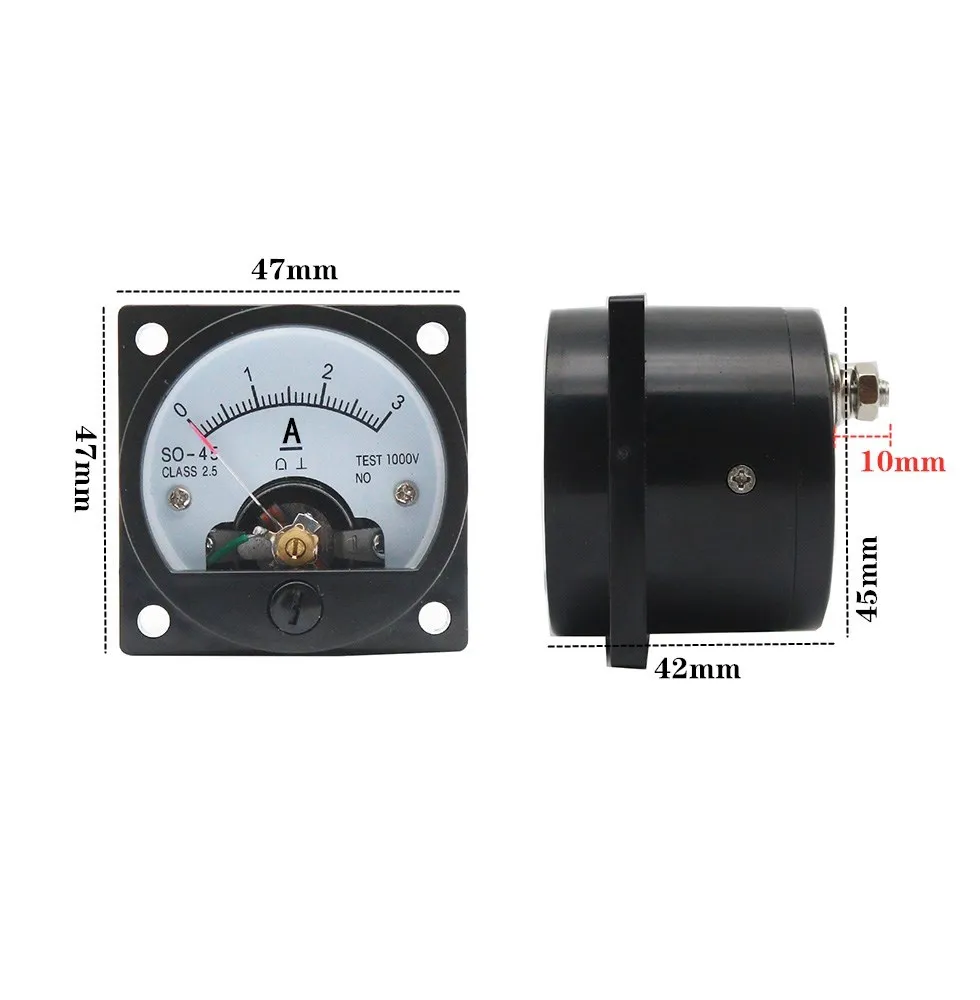 SO-45 DC Ammeter Analog Pointer Meter DC1A2A3A5A10A15A20A30A Electrical Testing Current Tester