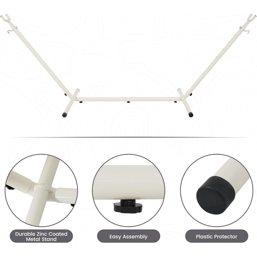 LazyDaze Hamacas Hamaca doble con soporte - Hamaca para exteriores resistente para 2 personas para adultos, incluye soporte de acero duradero, puerto