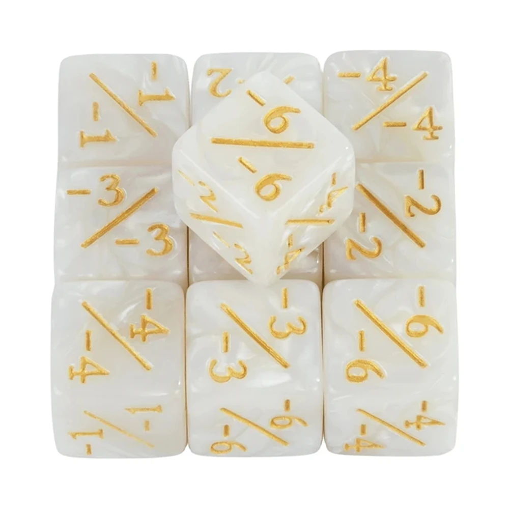 10 Stück Sechsseitige Würfel-Set D6 Zählwürfel +1/+1 und -1/-1 Set für Unterhaltungsspiele – Detail 13