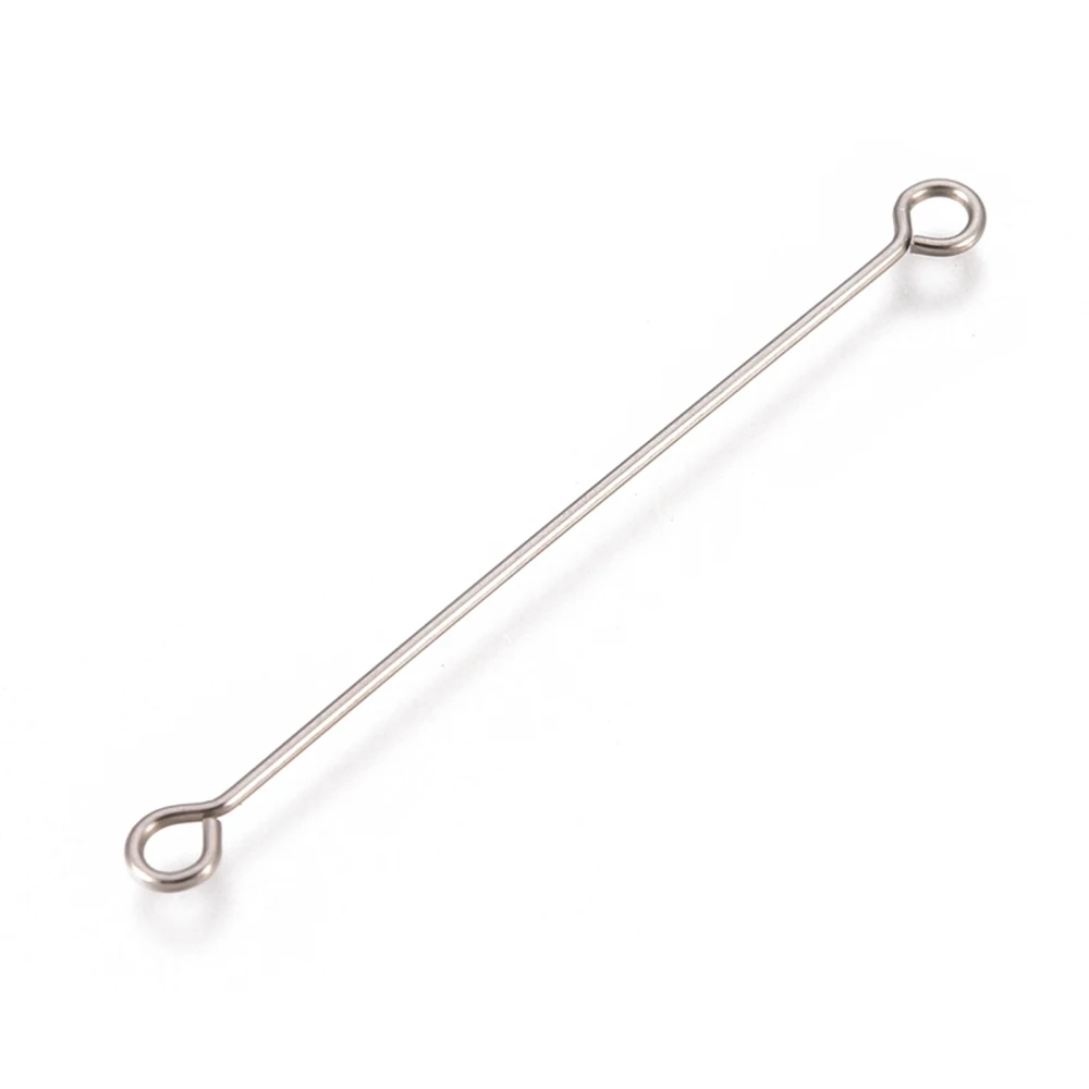 10Pcs 304 Stainless Steel Eye Pins Double Sided Eye Pins Stainless Steel Color Metal End Headpins Head Pins for DIY Earrings