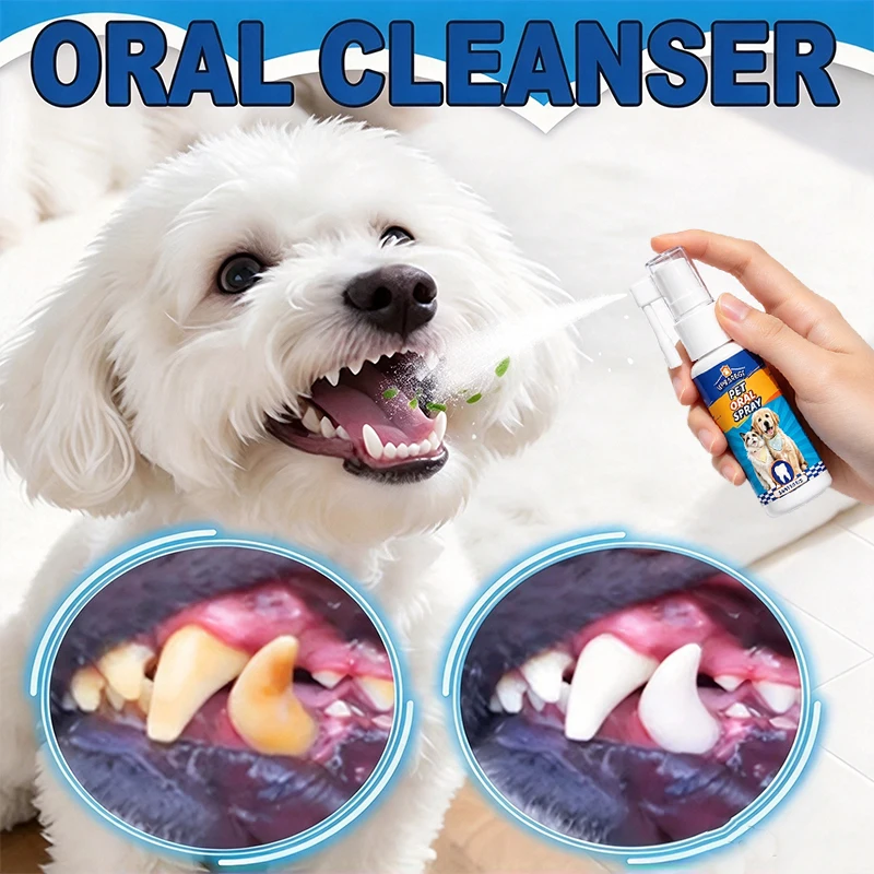 Pet Oral Spray, Fresh Breath for Dogs and Cats, Reduces Tartar and Plaque, Oral Care Spray, Safe and Gentle Formula