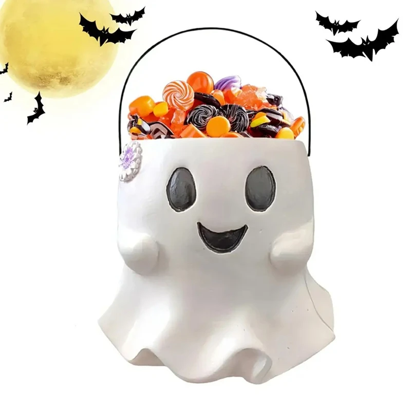 BEAU-Ghost Bucket Vase Halloween Ghost Treat Buckets Halloween Ghost Bucket Vase For Doorway Bedroom Living Room