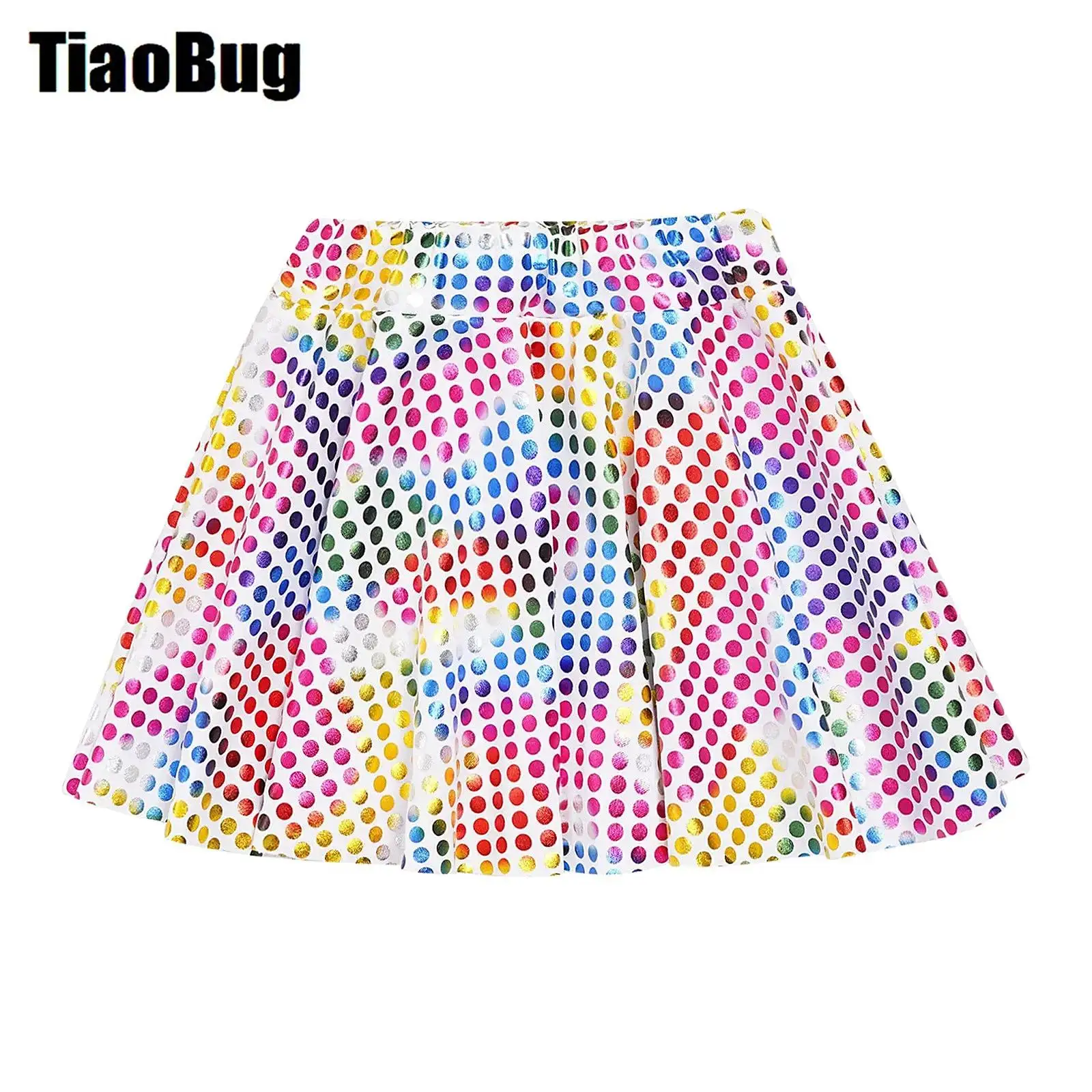 

Kids Girls Sparkling Dot Dance Mini Skirts Elastic Waist Swing Skirt Skating Skirt for Festivals Performance