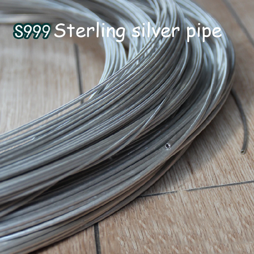 999 Sterling Silver Hollow Tube Silver Wire Tube Round Beaded Manual DIY Seamless Tube Sterling Silver Profile