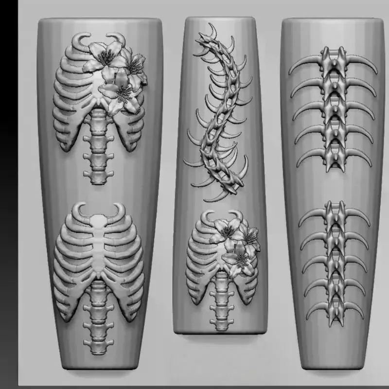 1/2pcs 3d Nail Diy Ribs Spine Bone Acrylic Mold Doll Design Transparent Silicone Manicure Template Accessories