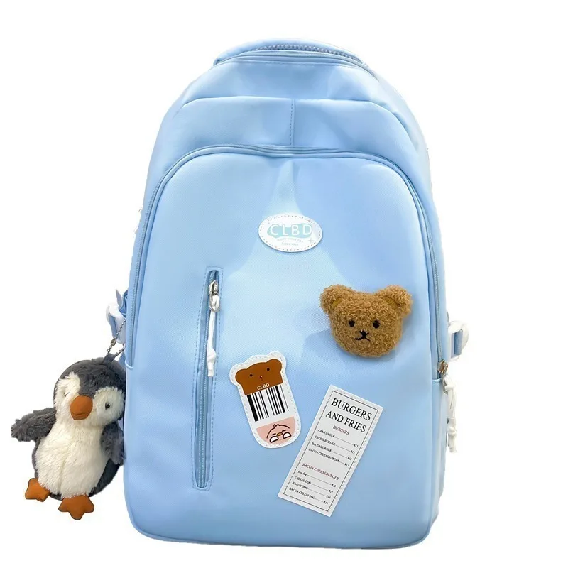 

2 Siz Backpack With pendant good-looking school bag Cute and Sweet Backpacks for Middle School and College Students schoolbags