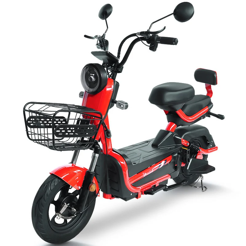 1000W Electric City Scooter 72V Lead Acid Battery 2 Wheels Electric Bike Include Back Seat Front Disc Brake and Rear Drum Brake