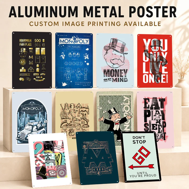 Monopoly Aluminum Posters Personalized Metal Tin Sign Dark Adventure Graphic Wall Art Ideal For Media Lounge Or Birthday Gift