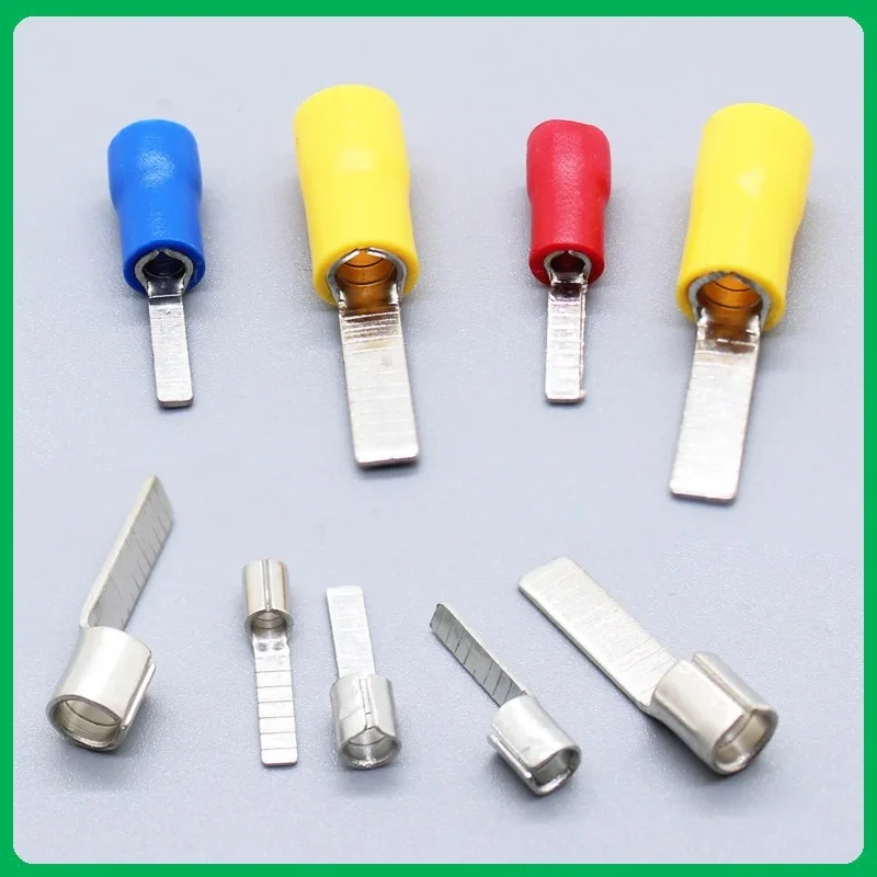 50/100PCS Pure Copper Blade Terminals Insulated Crimp Terminals DBV1.25/2/5.5 Cold Press Terminal Wire Electrical Connector