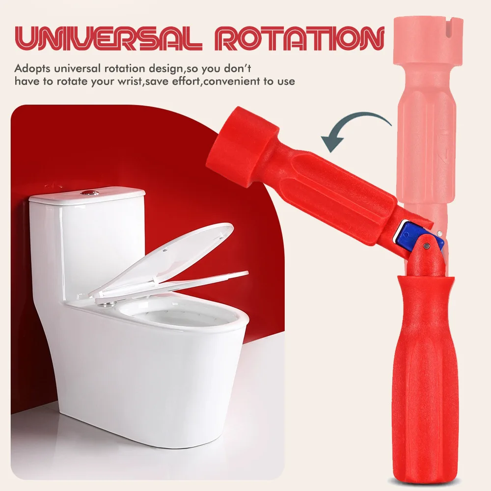 Toilet Seat Wrench 10/13/17mm Swivel Joint for Nut Removal with Grooved Handle for Bathroom Installation and Repair 20cm Plastic