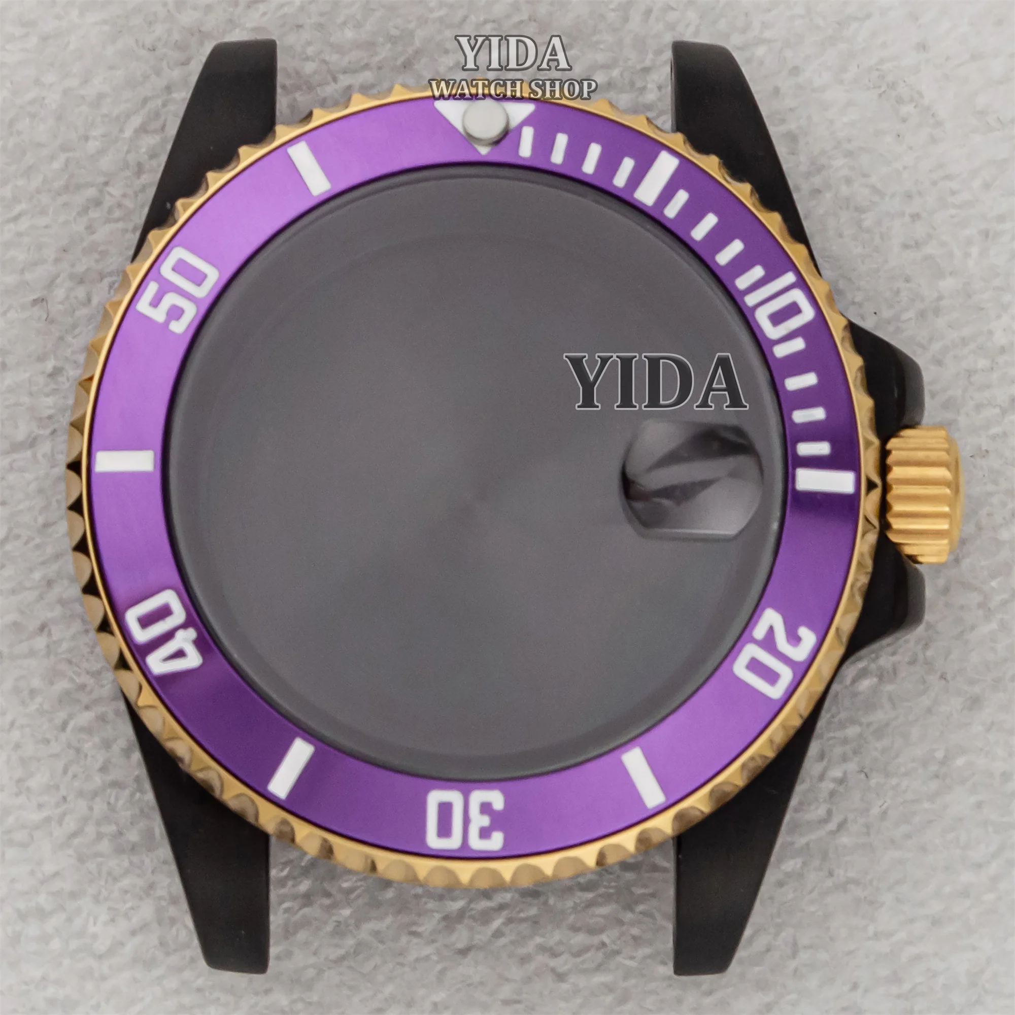 40 مللي متر حافظة ساعة سوداء 316L الفولاذ المقاوم للصدأ الياقوت الزجاج السيراميك الحافة ل NH34 NH35 NH36 الحركة التلقائية الفرعية GMT أجزاء وزارة الدفاع #4