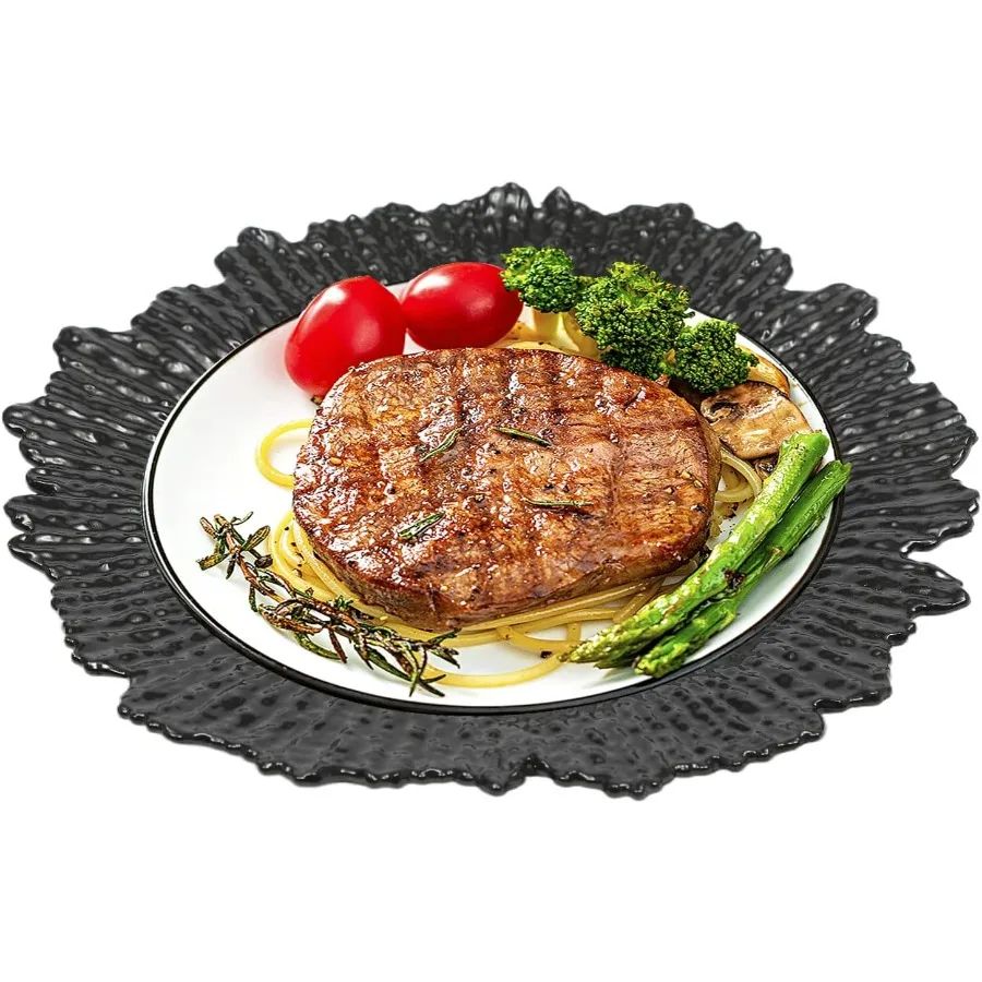 

24Pcs 12.6in Round Chargers PlatesBulk Plastic Charger Serving Plates for Wedding Party Event Table Setting Decoration 24pcs Bl